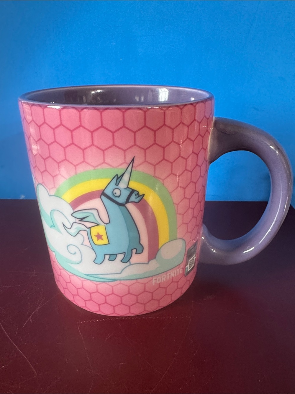 Fortnite Pink Llama Rainbow Ceramic Mug